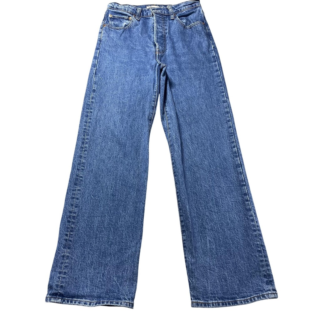 Levis Premium Ribcage Straight Jeans Womens 29 Blue Wash High Rise 29x29 Denim